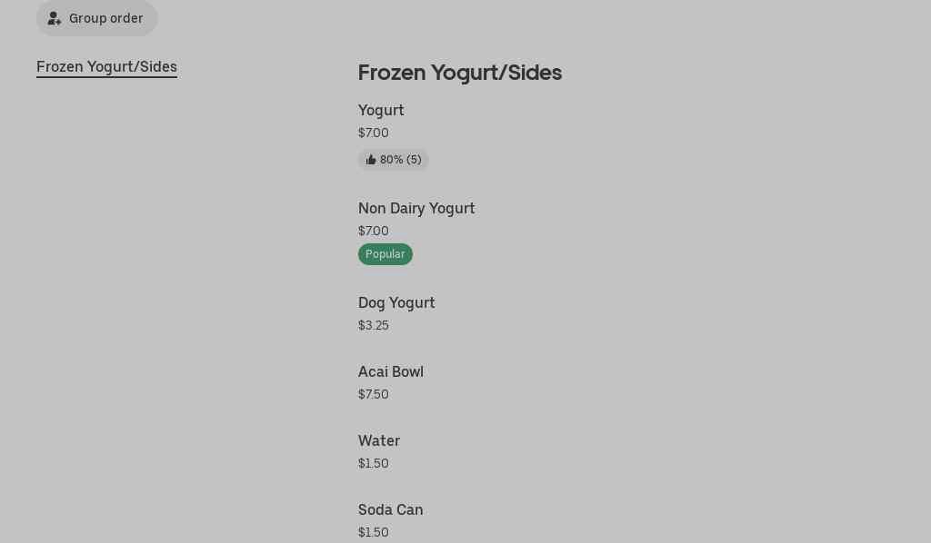 Yogurt Factory Menu