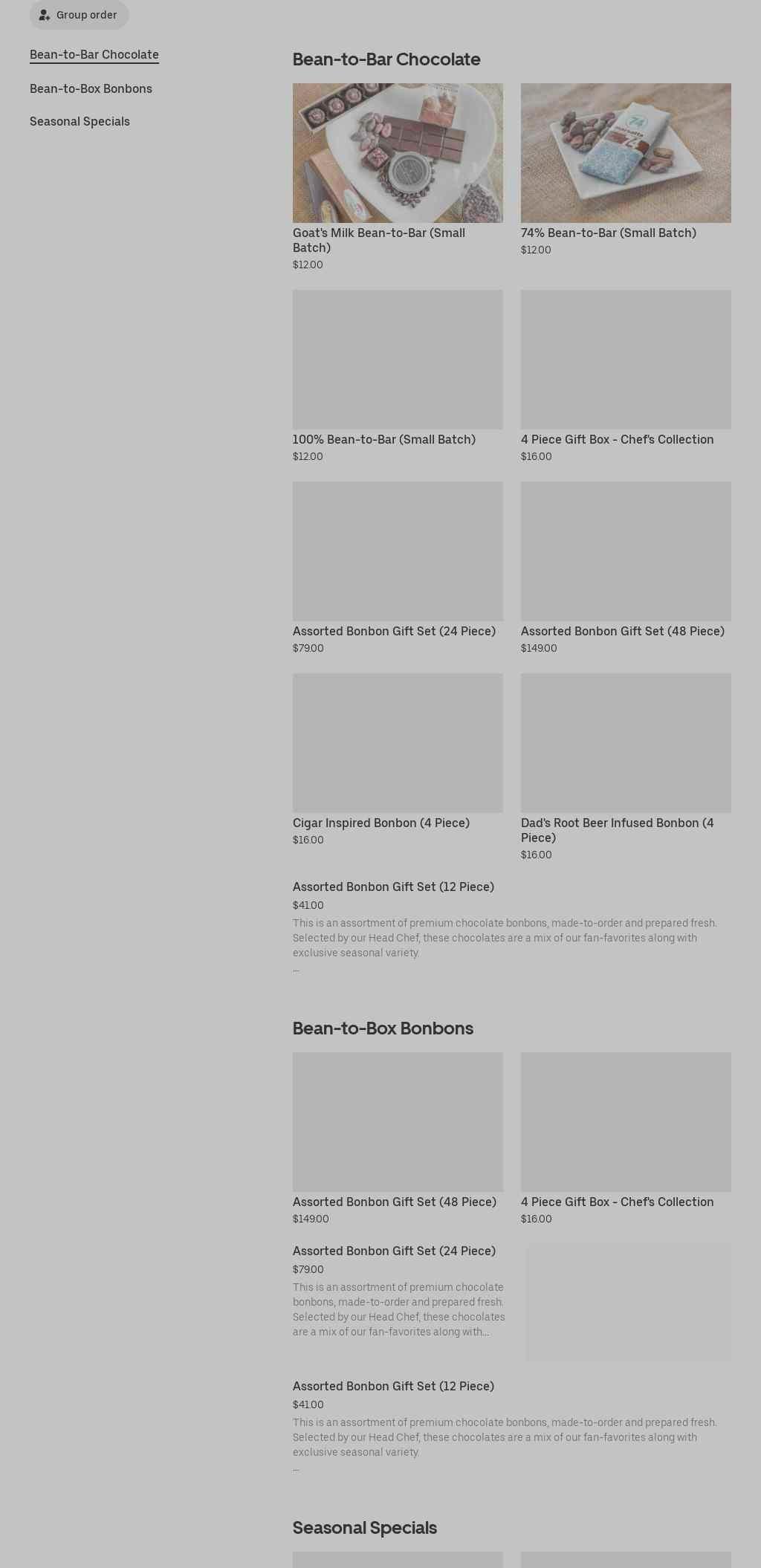 Marsatta Chocolate Experience Centre Menu