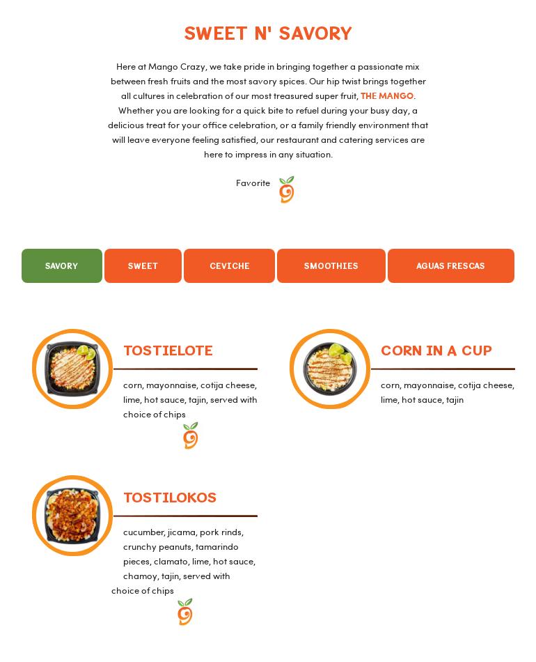 Mango Crazy Menu