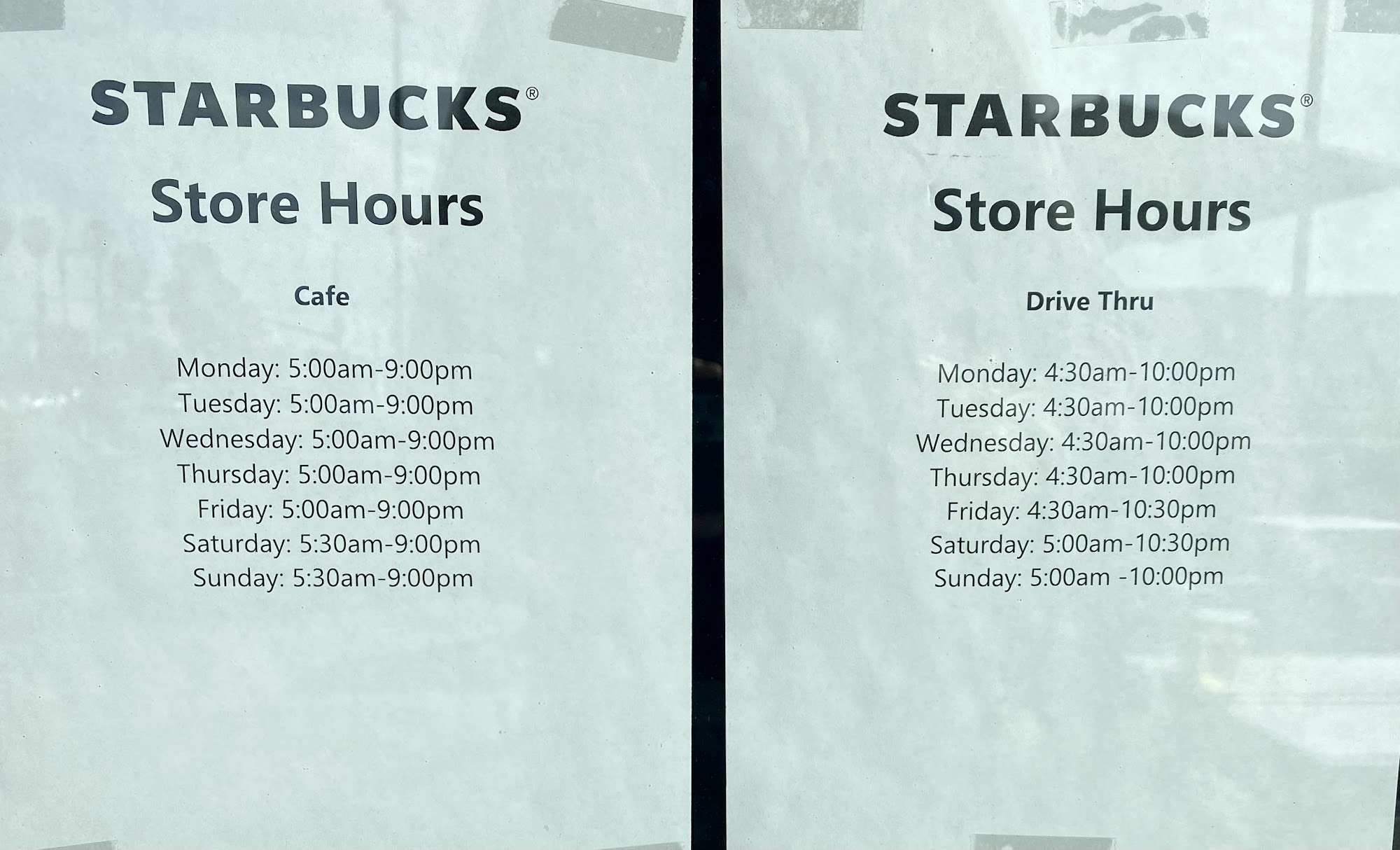 Starbucks Menu