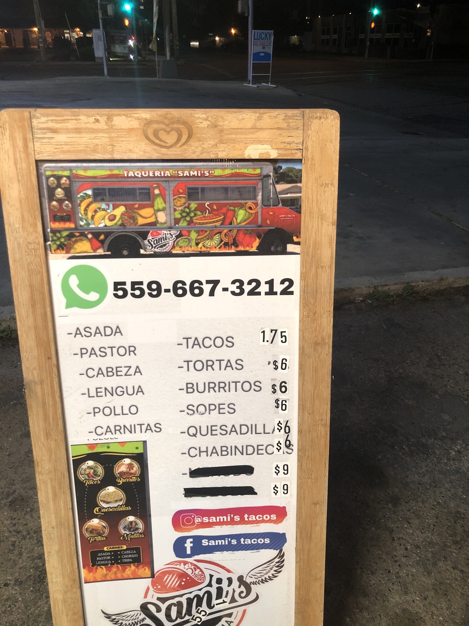 Sami's tacos Menu