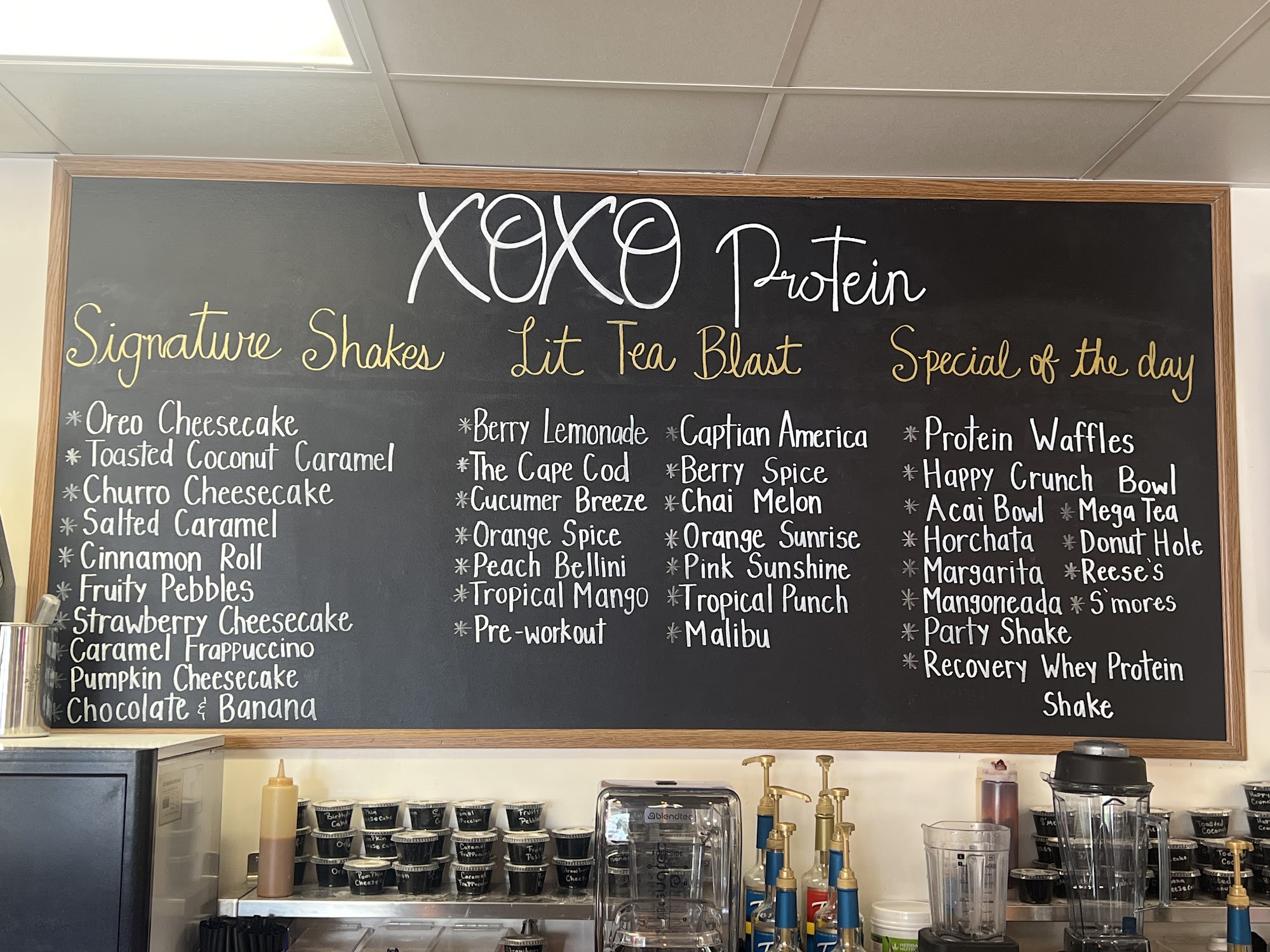 XOXO Protein. Nutrition Club. protein shakes Menu