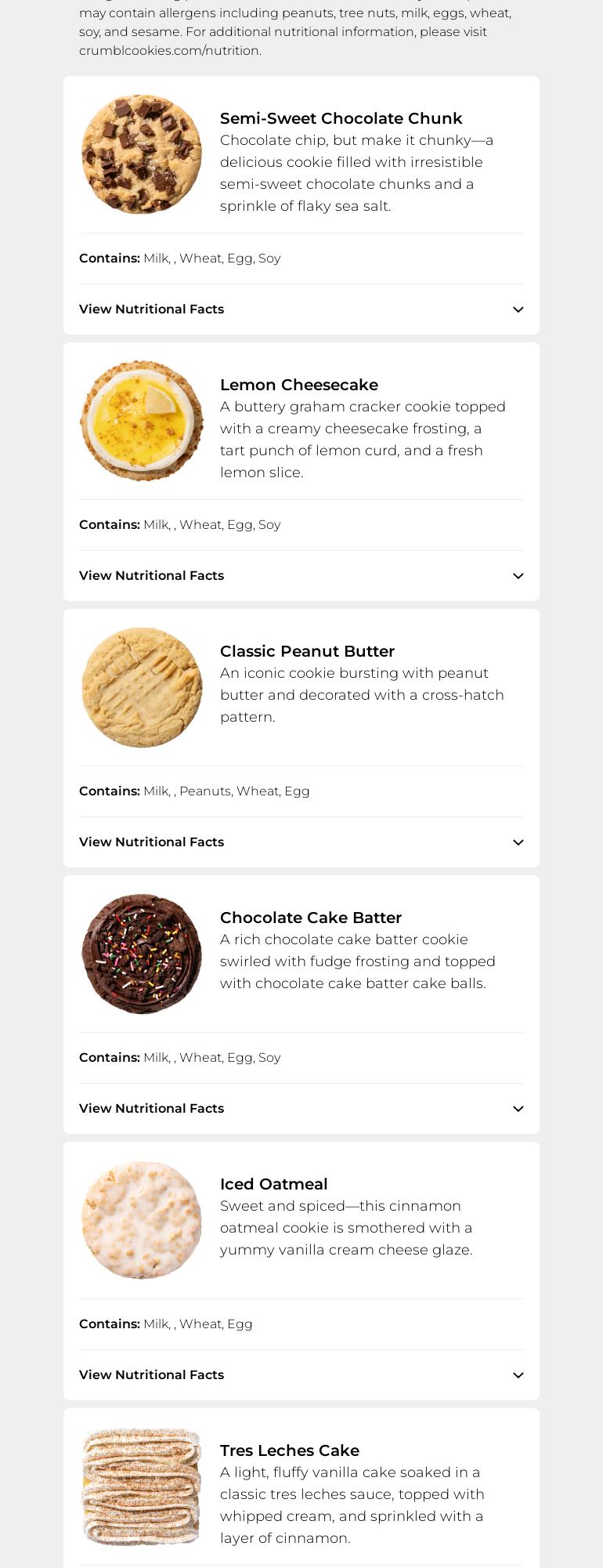 Crumbl - West Hills Menu