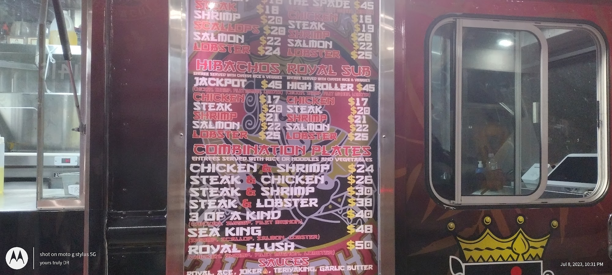 The Royal Hibachi Menu