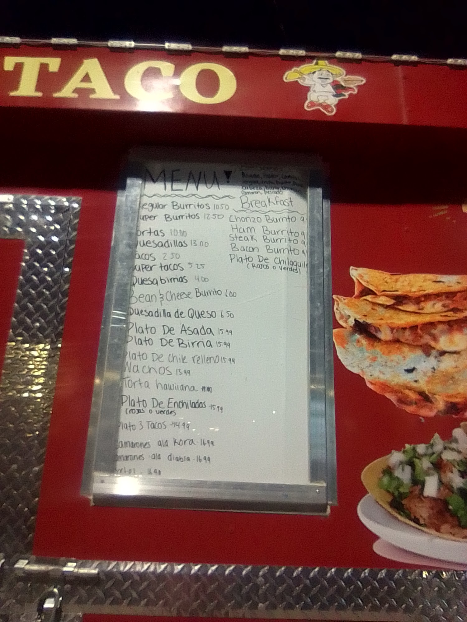 Tacos Y Tortas Menu