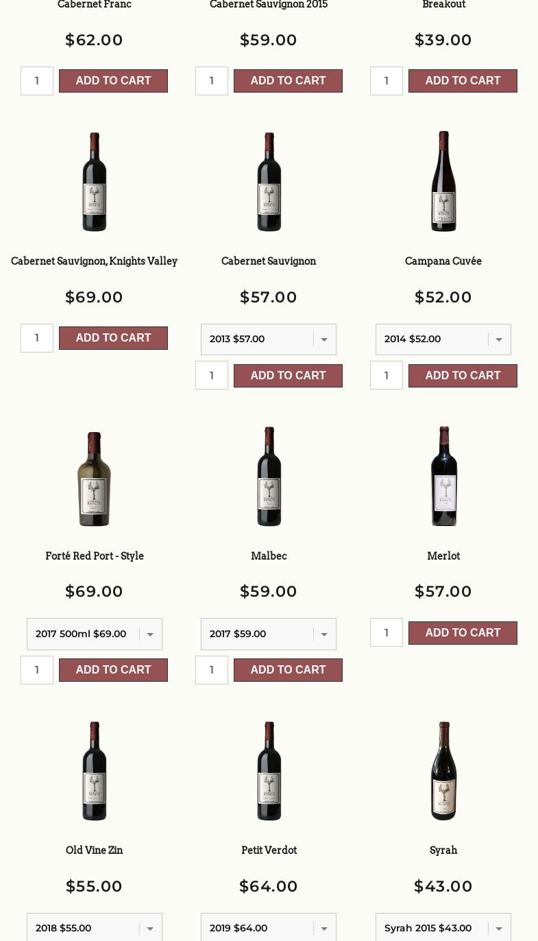 Campana Ranch Winery Menu