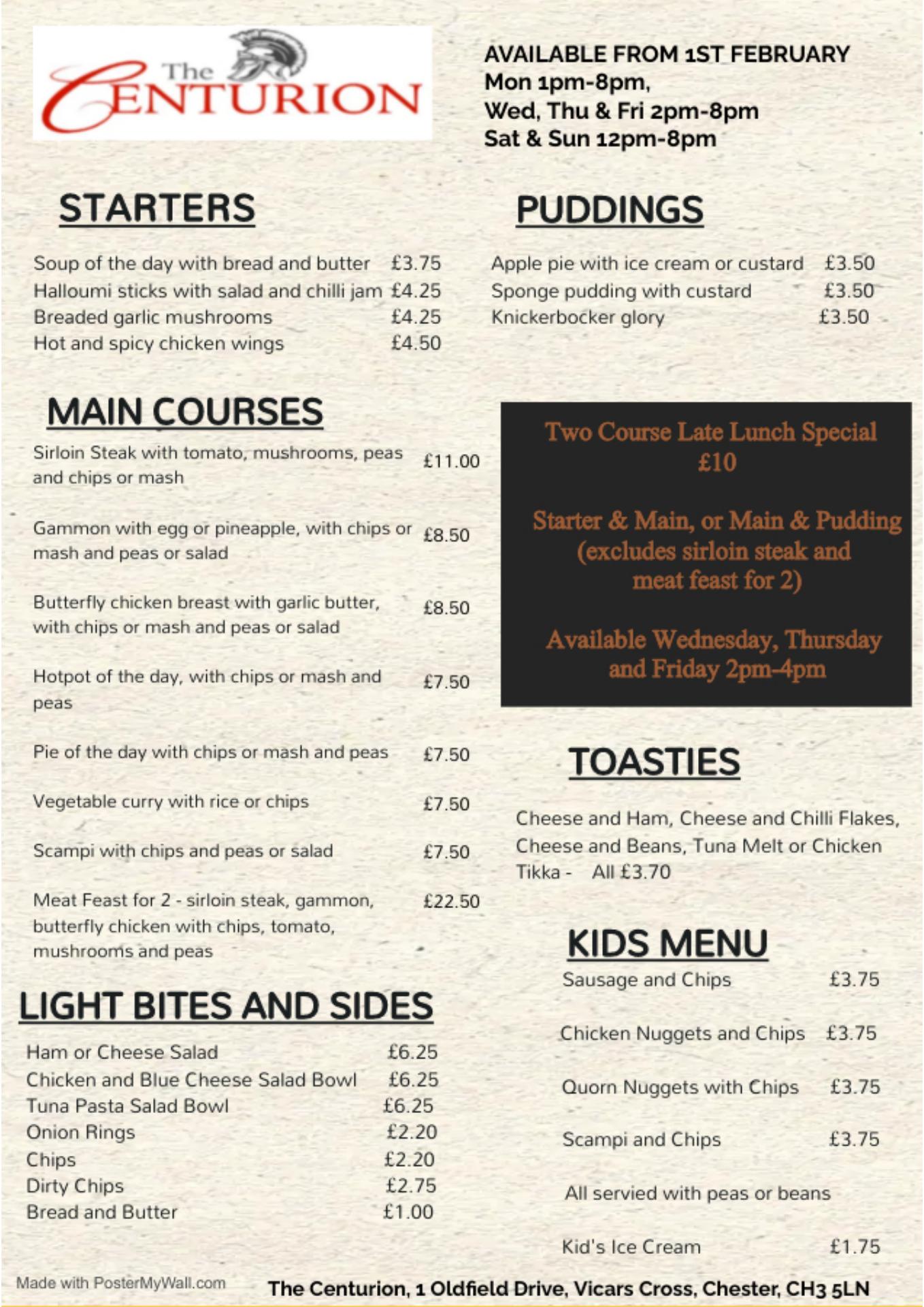 The Centurion Menu