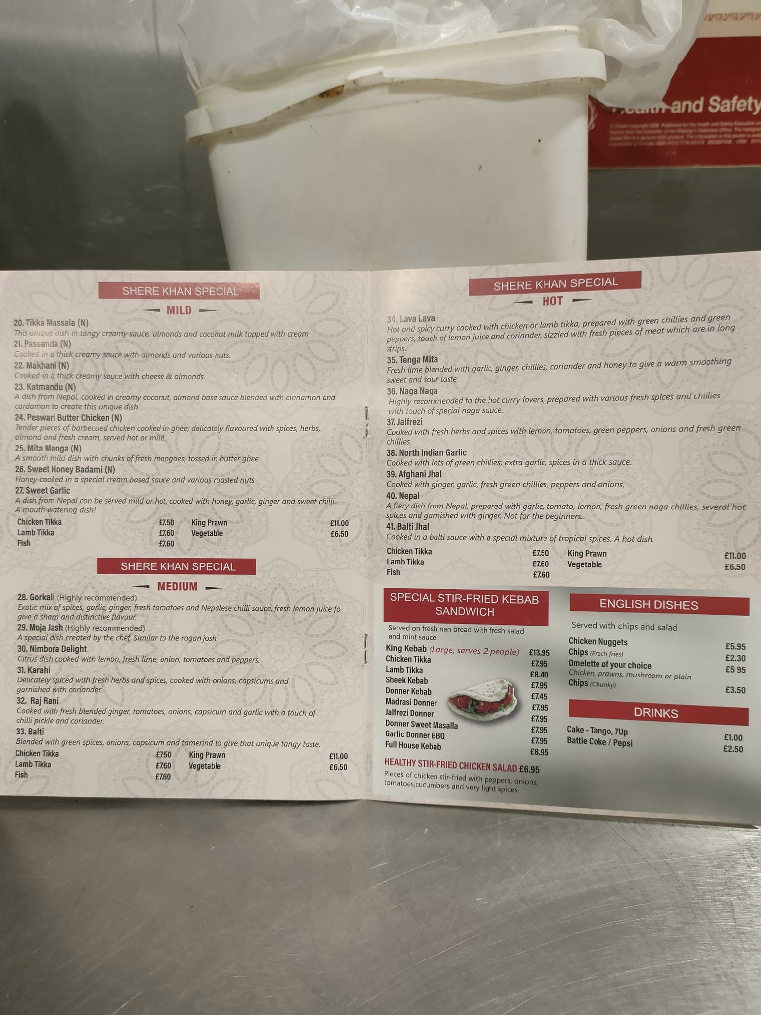 Shere Khan Takeaway Menu