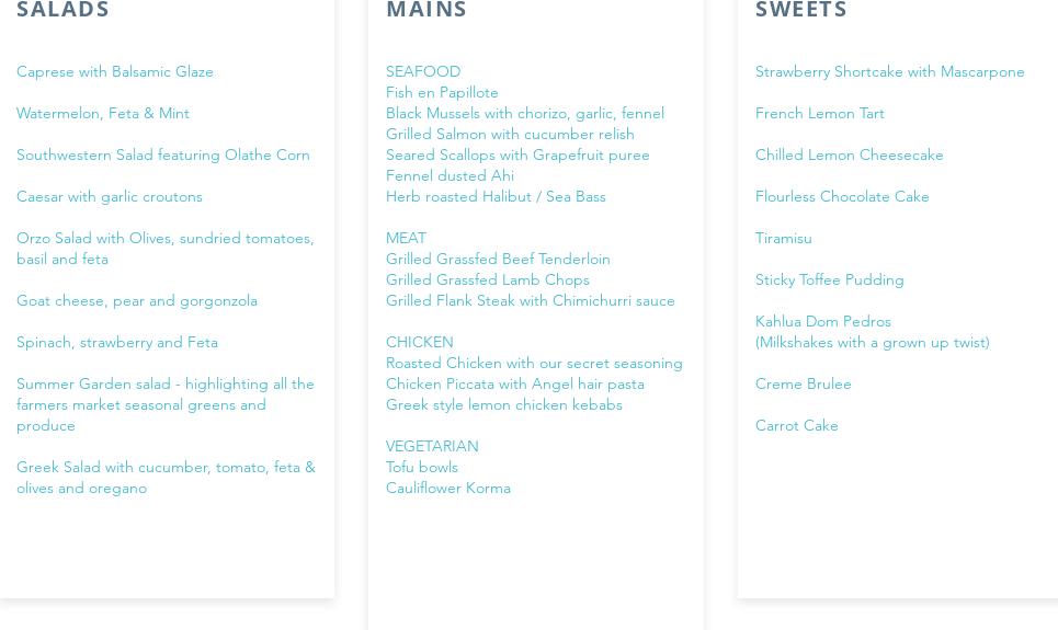 Gourmet Girl - on the Go Menu