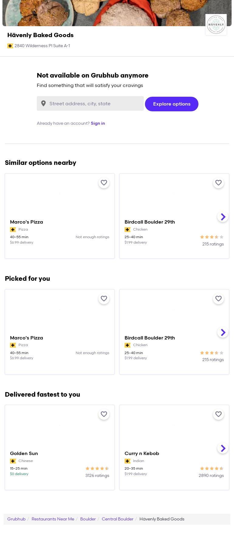 Havenly Baked Goods Menu