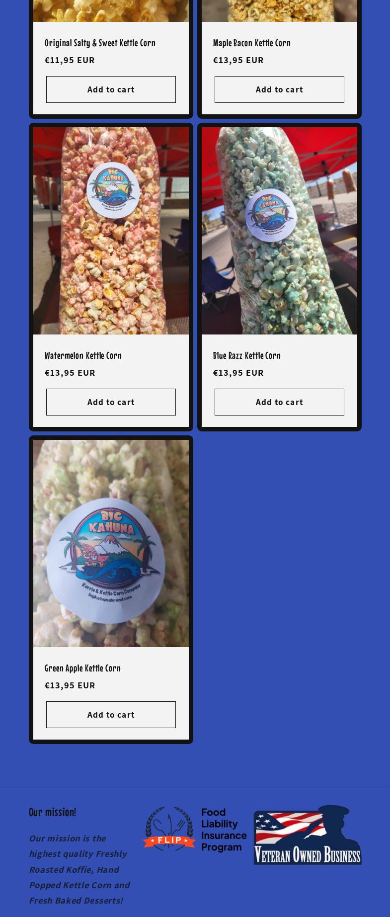 Big Kahuna Koffie & Kettle Corn Company LLC Menu