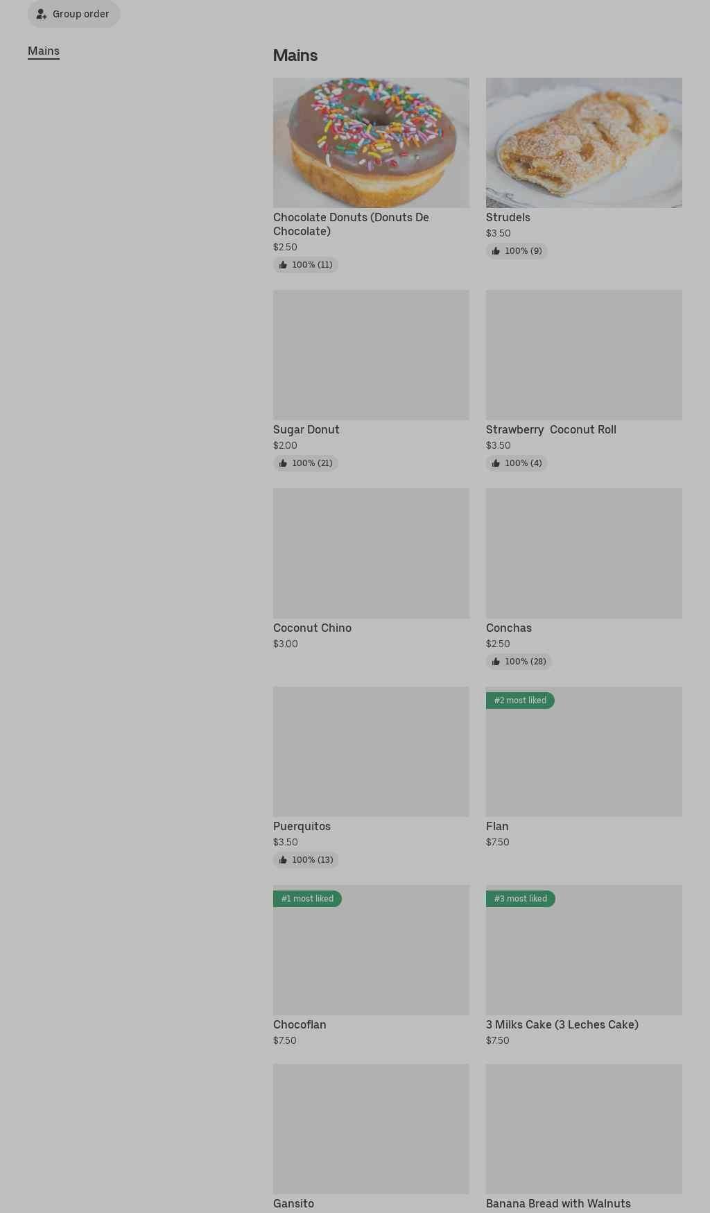 La Dulce Gracia Bakery Menu