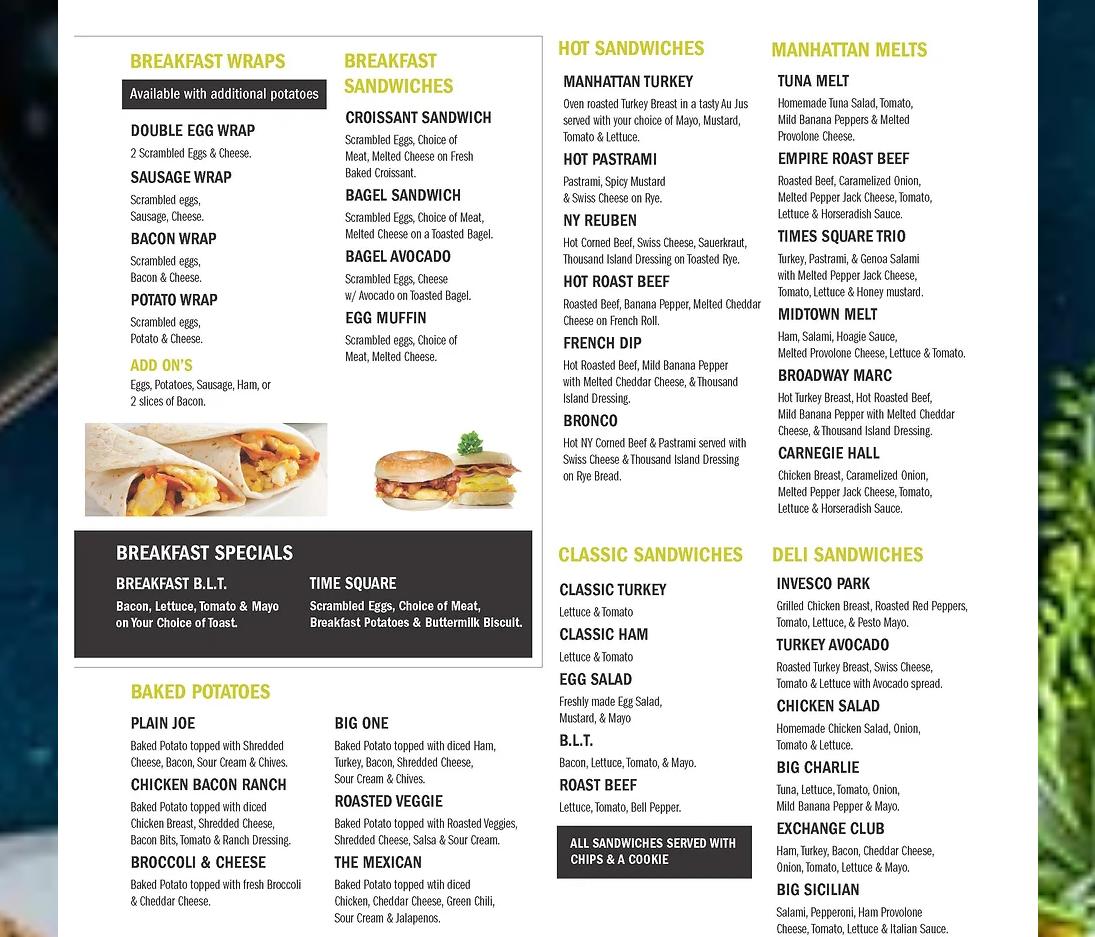 1800 Eatery Menu