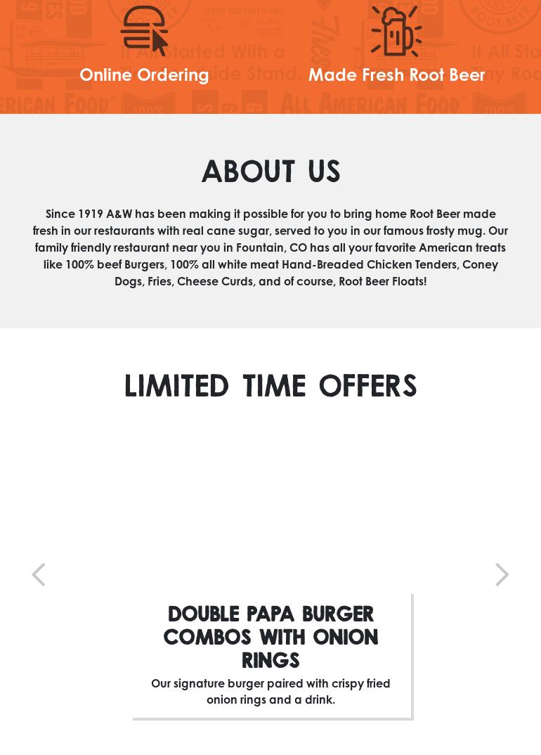 A&W Restaurant Menu