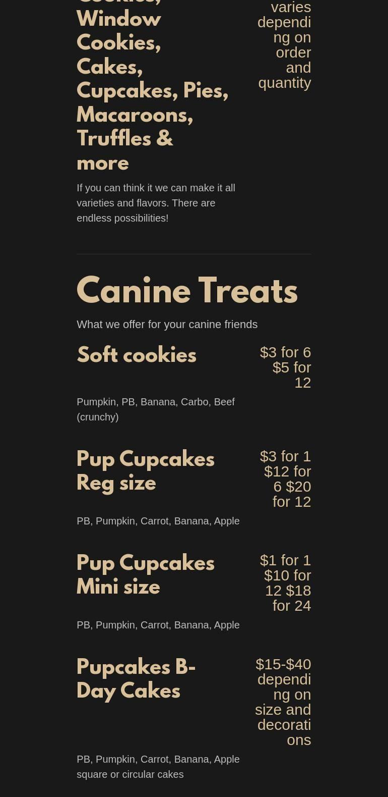 Junction Sweets Menu