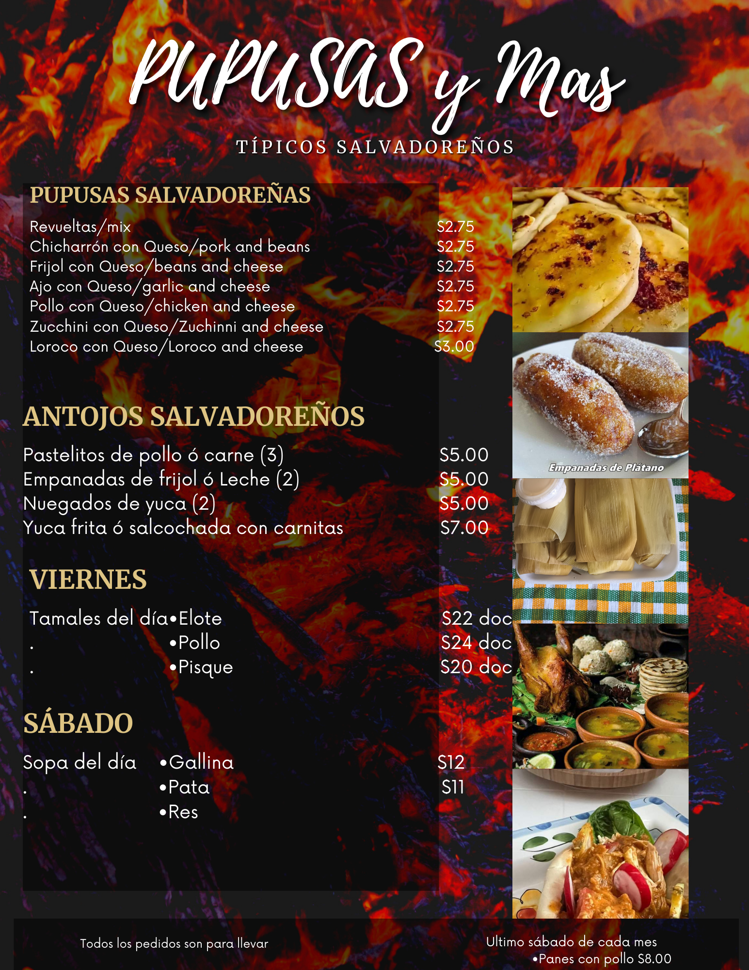 Típicos salvadoreños Menu