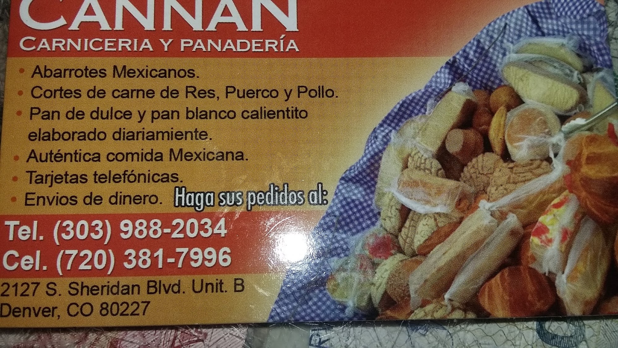 Panaderia Cannan Menu