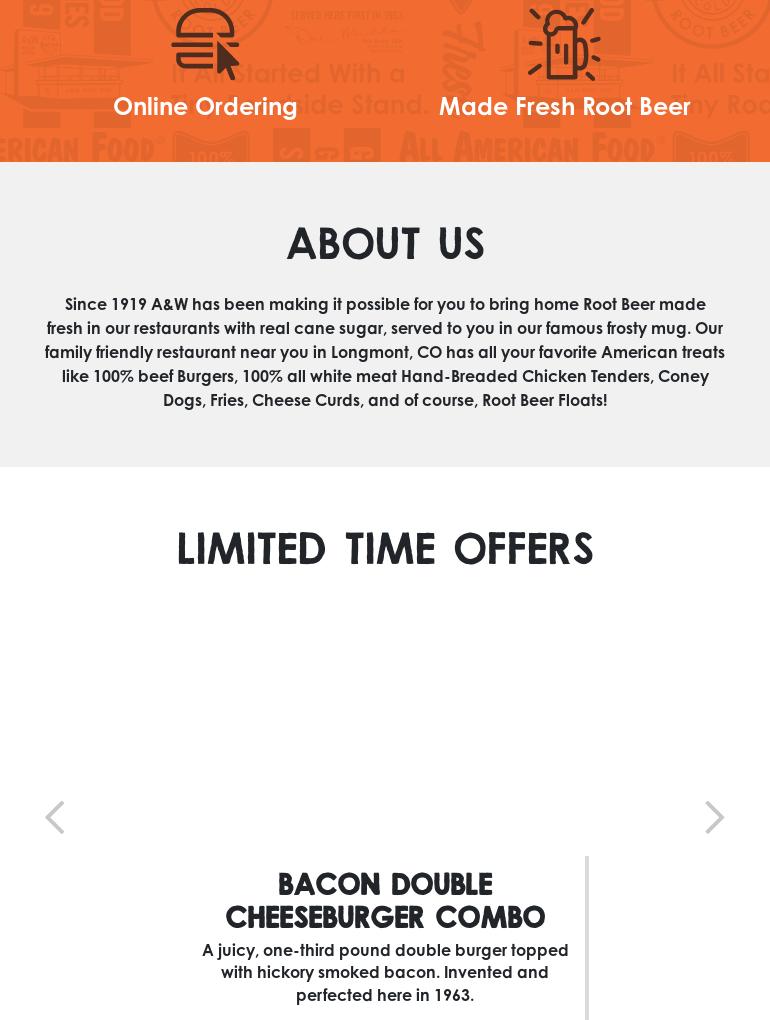 A&W Restaurant Menu