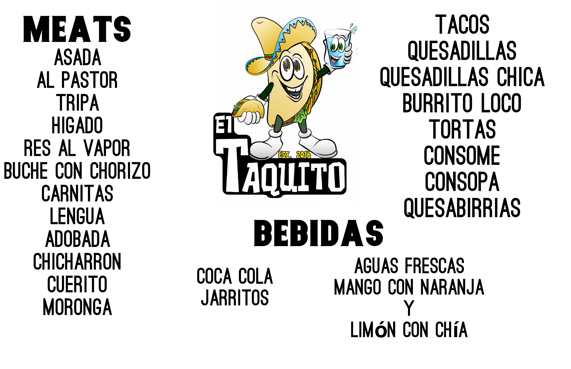 El taquito Menu