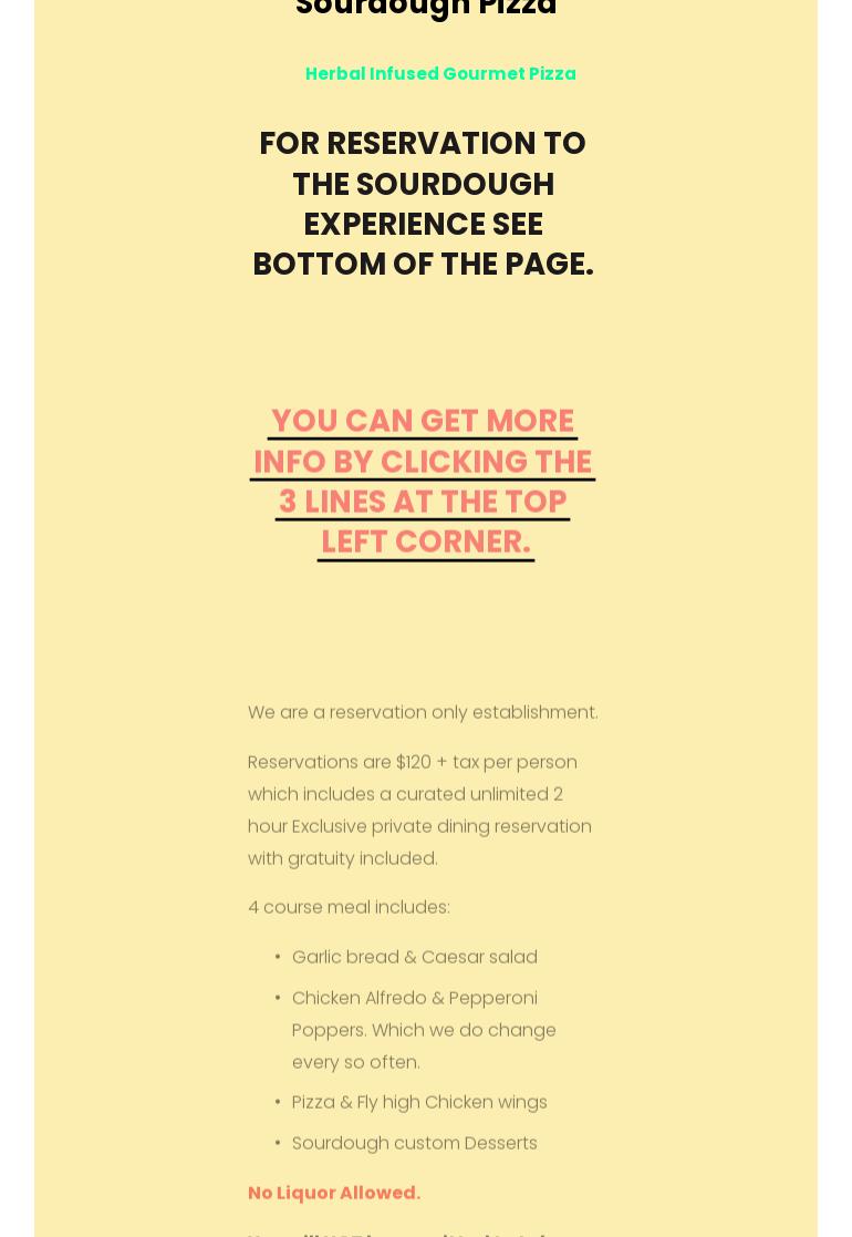 Sourdough Pizza Menu