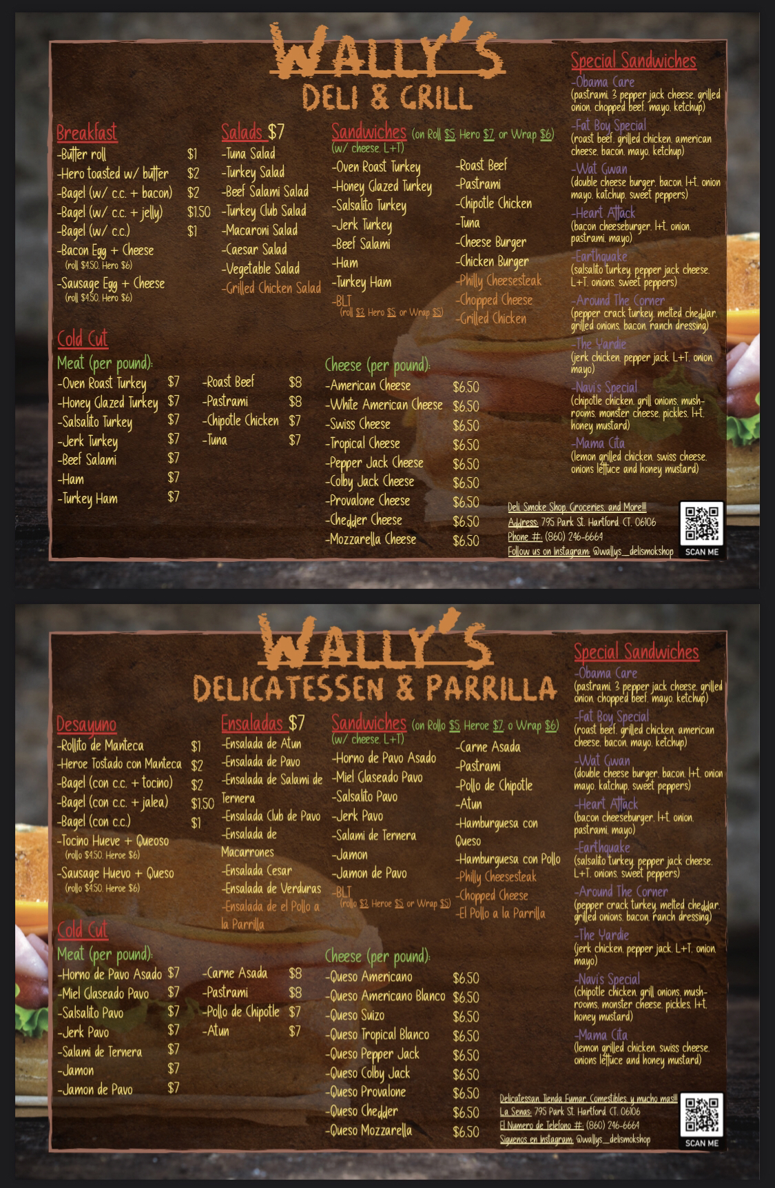 Wally’s Deli & Grill Menu