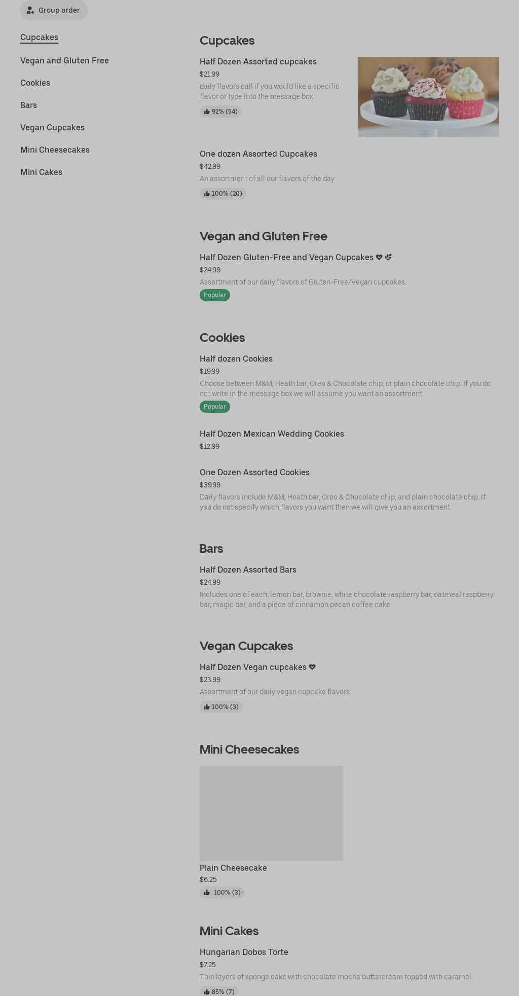 Katalina's Bakery Menu