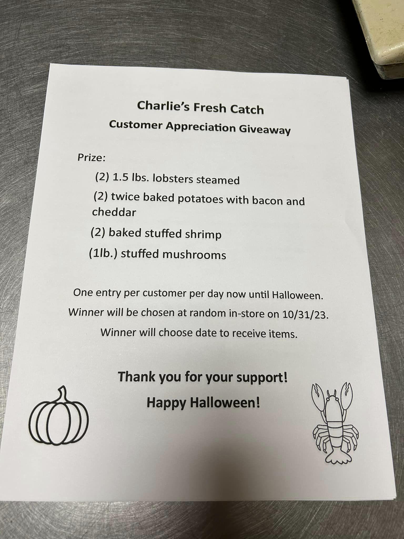 Joe's Fresh Seafood & Meat Menu