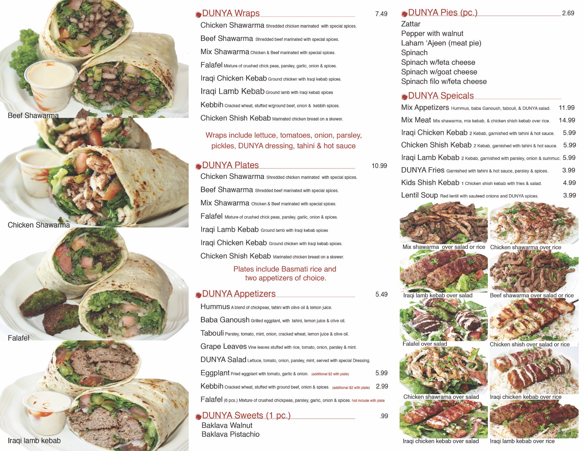 Fattoush Market Menu