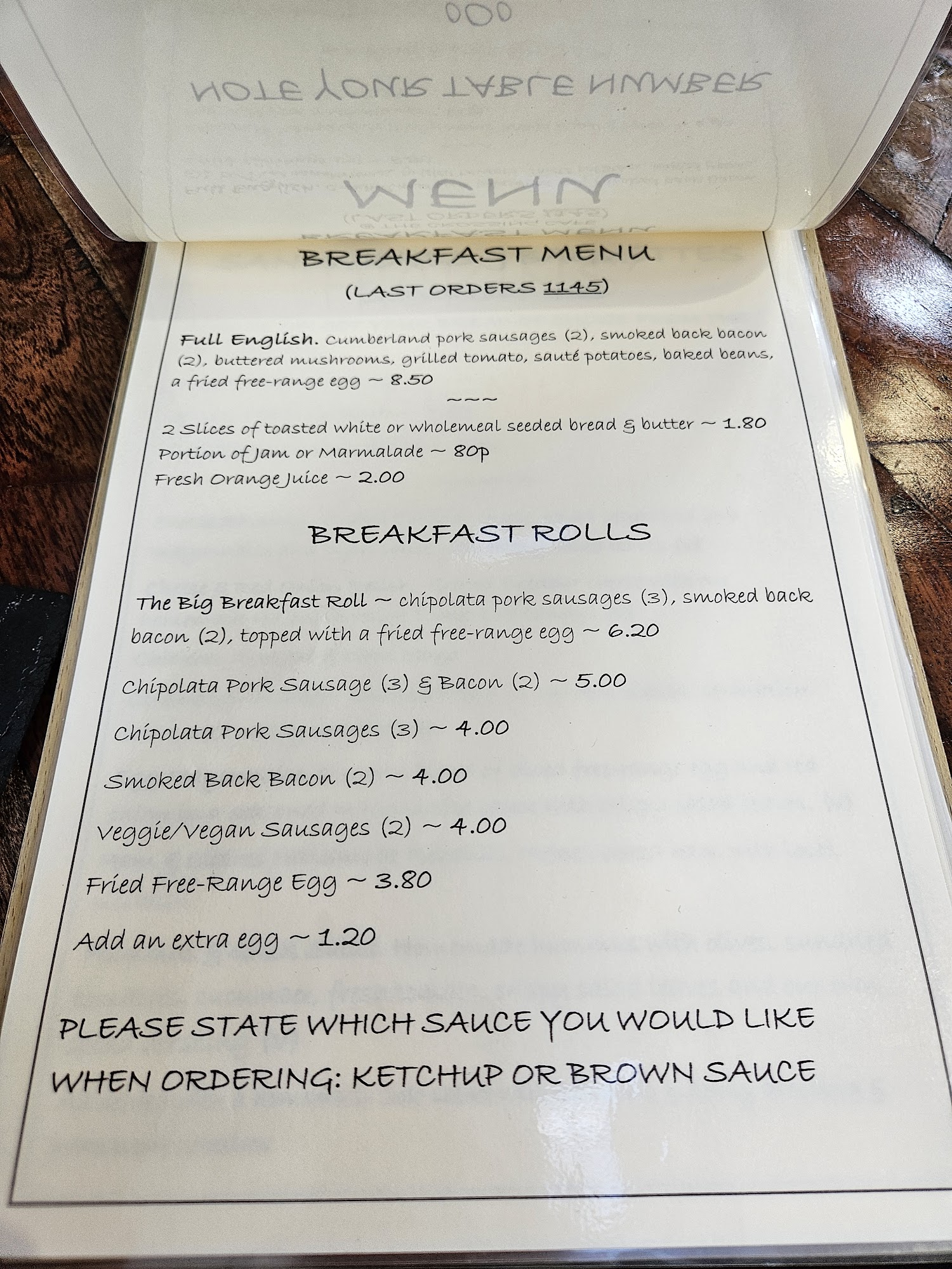 Hickins' Menu