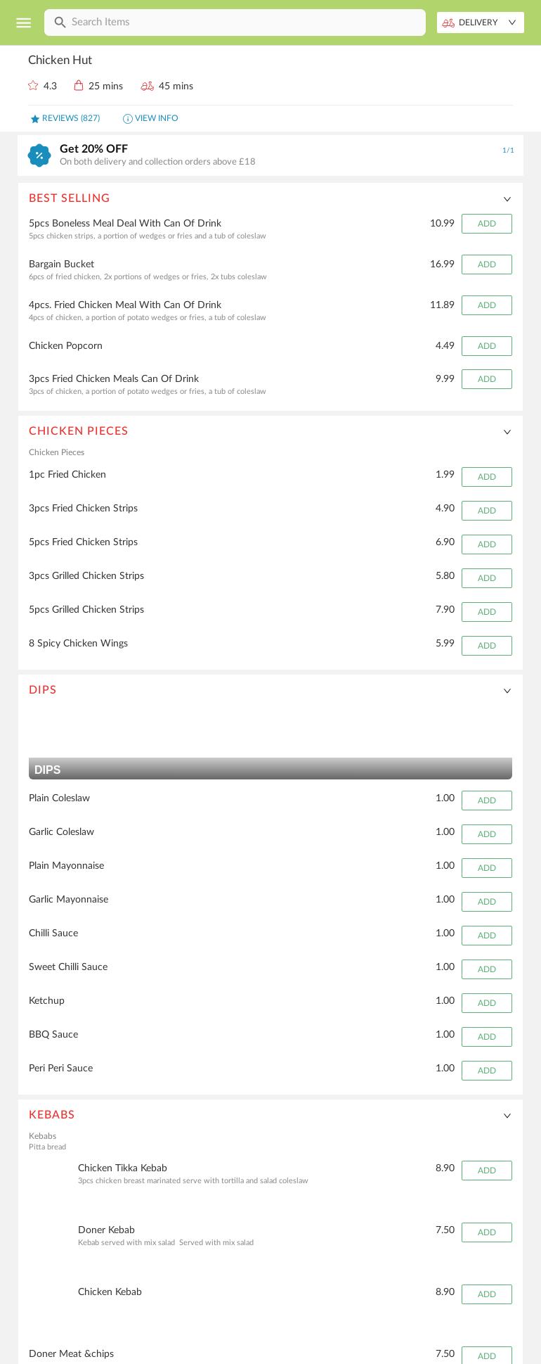 Chicken Hut Menu