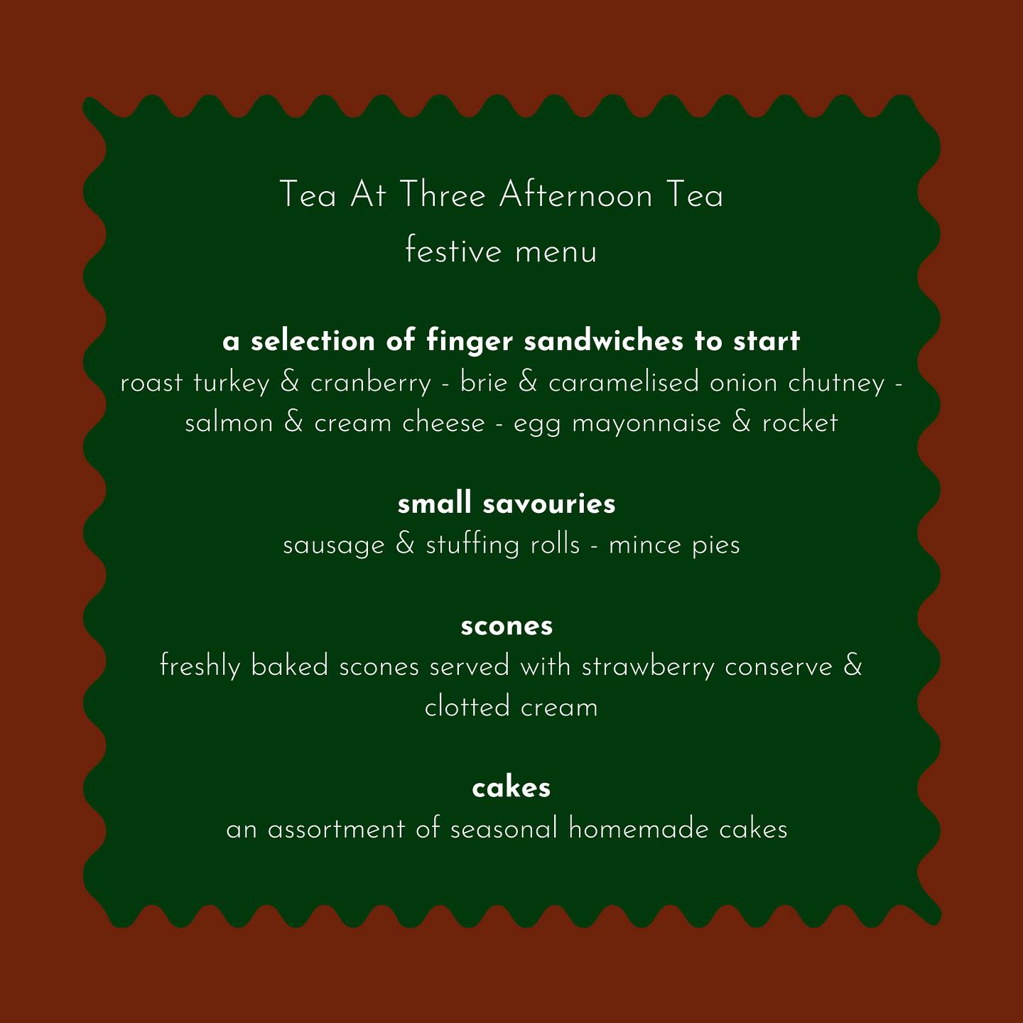 Tea At 3 Cake House Menu