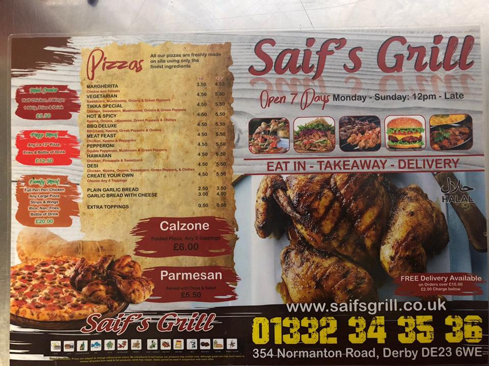 Saifs Grill Menu