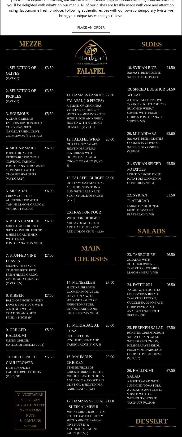 Hamza's Menu