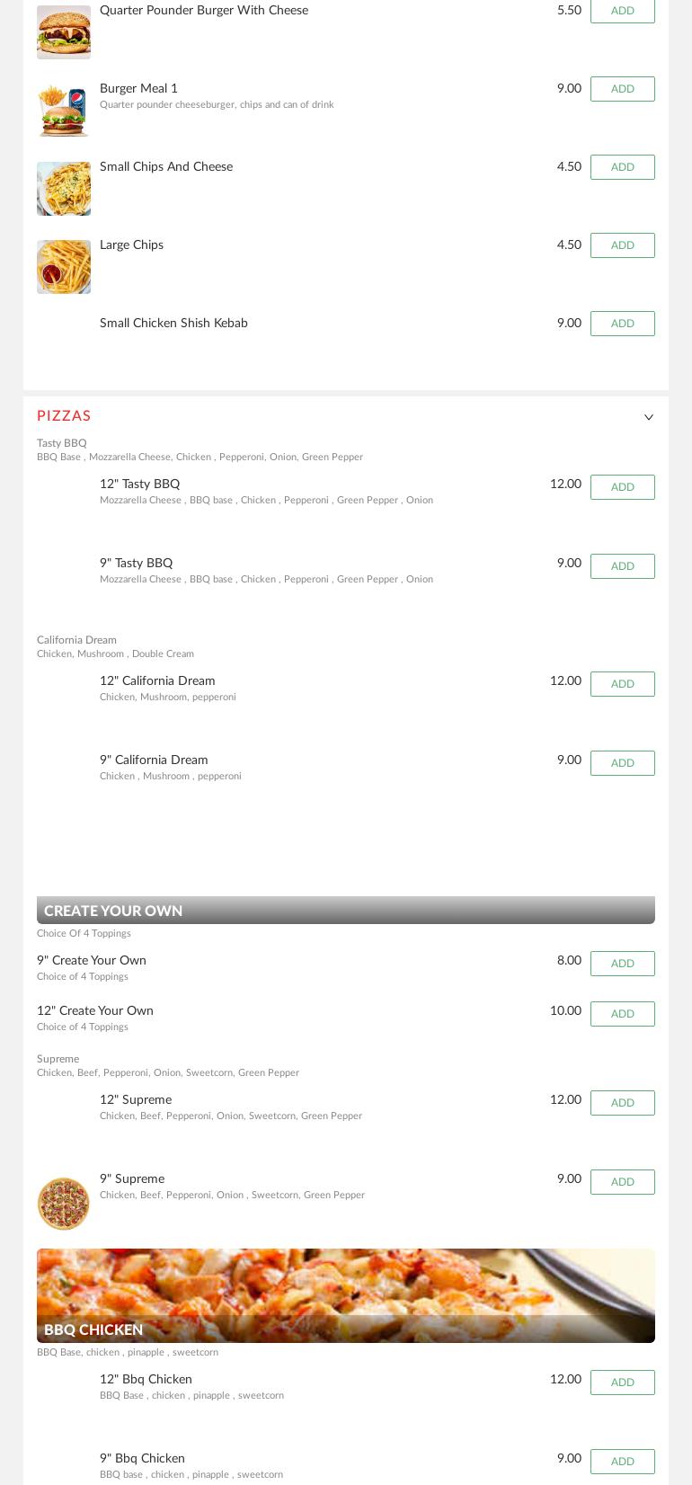 Charcoal Grill Menu