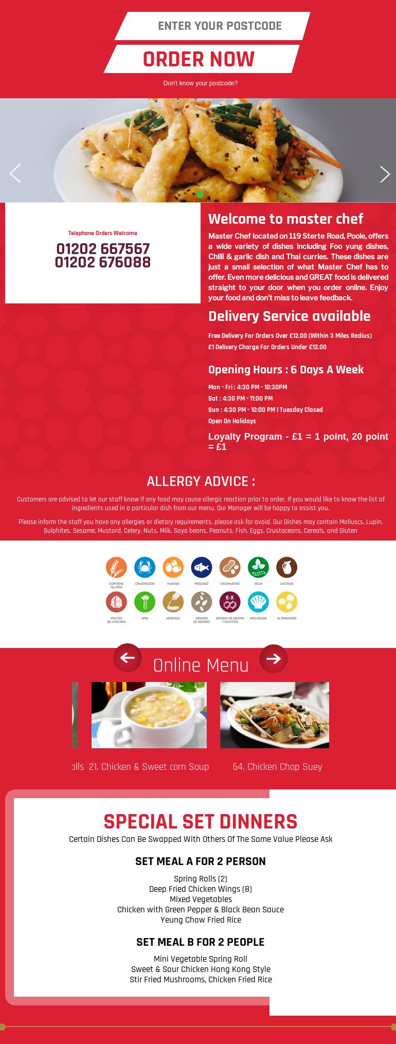 Master Chef Menu