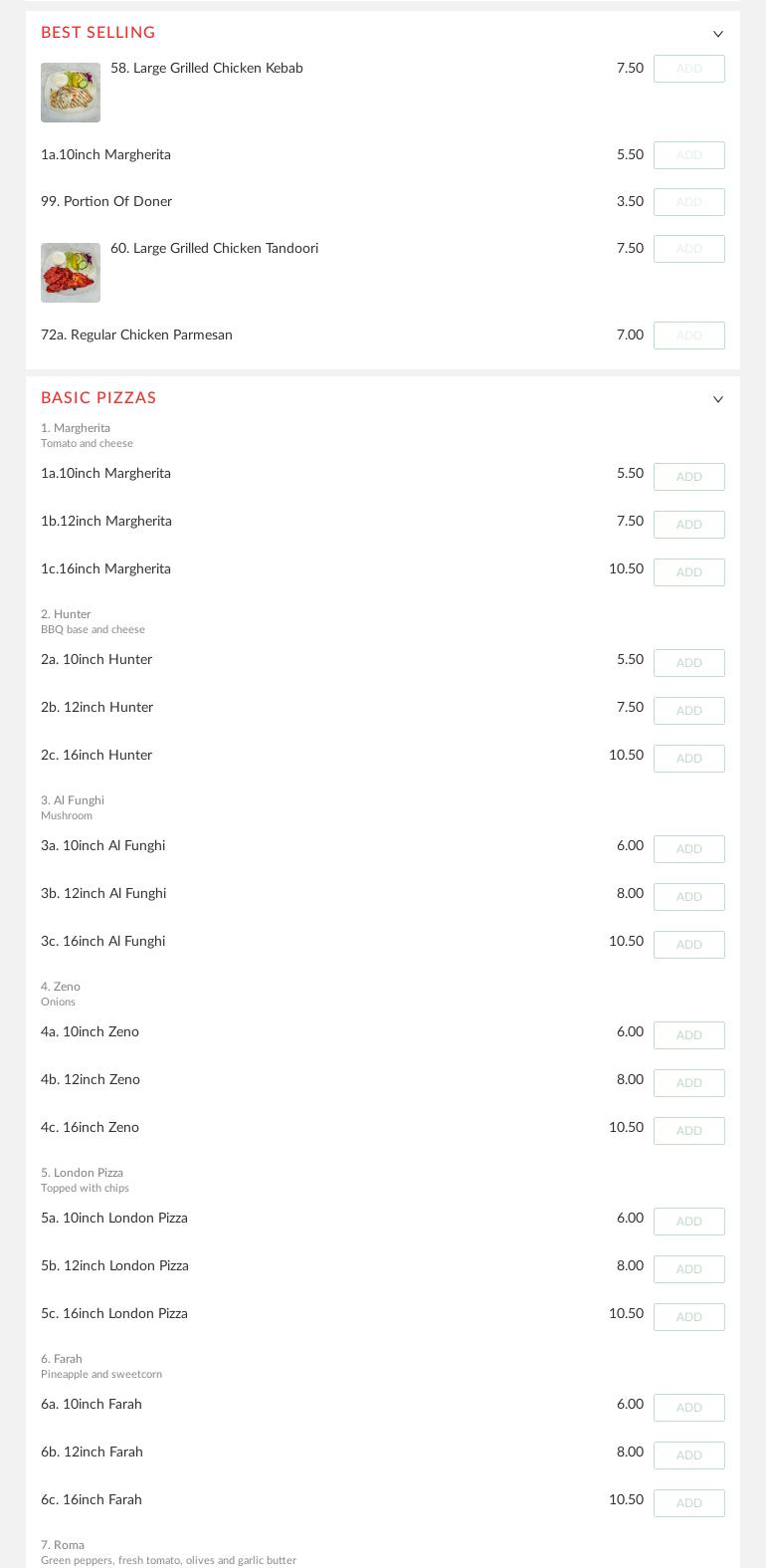 Figaros Menu