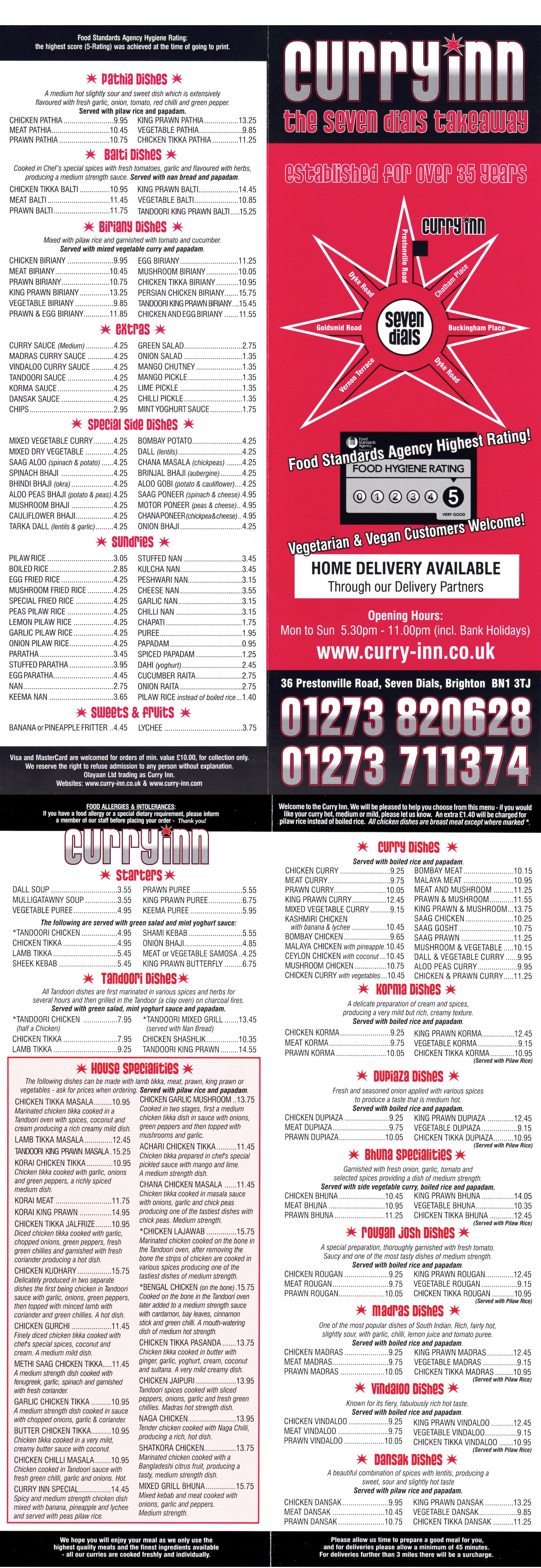 Curry Inn Menu