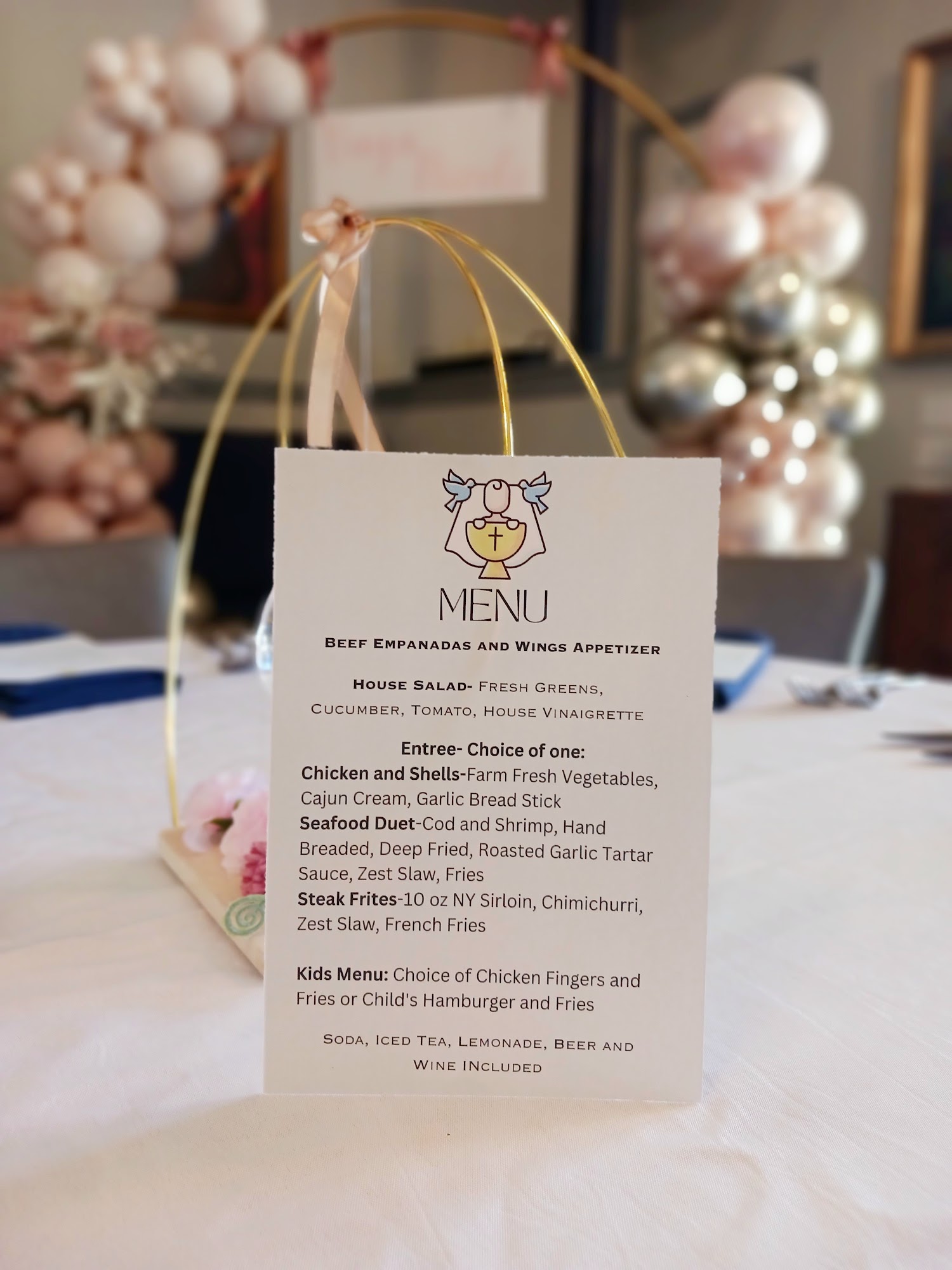 V'z Fine Dining event venue Menu