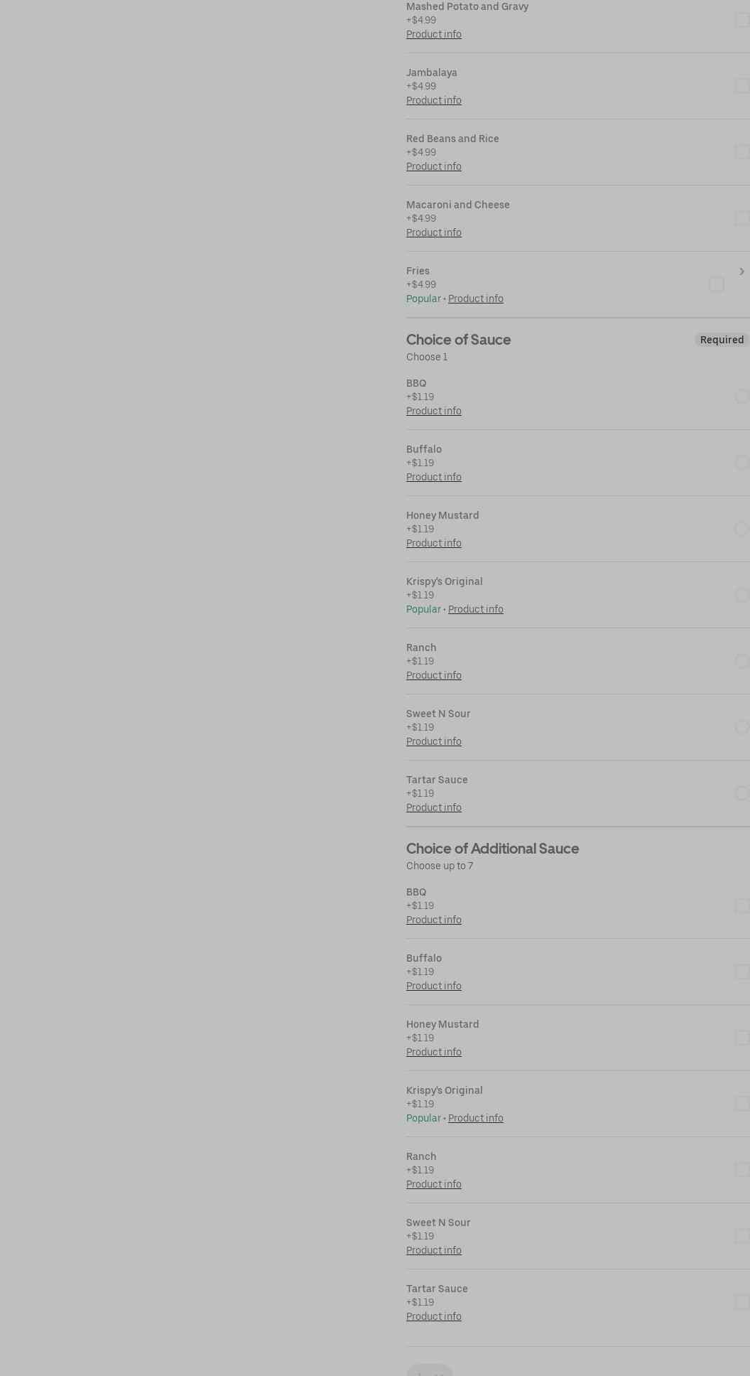 Krispy Krunchy Chicken Menu