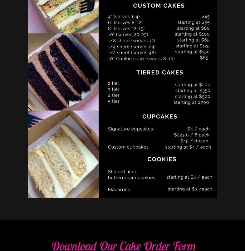 Junk Food Bakery Menu