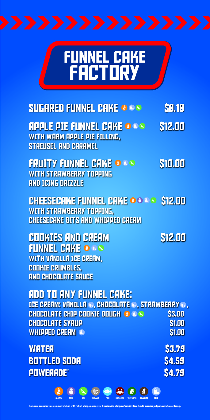 Funnel Cake Factory Menu