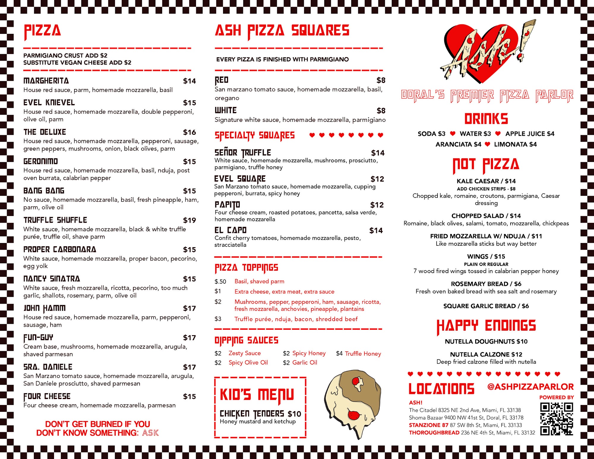 Ash! Pizza Doral Menu
