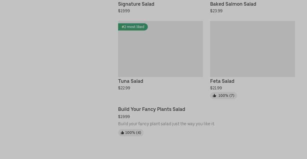 Fancy Plants Salad Co. Menu