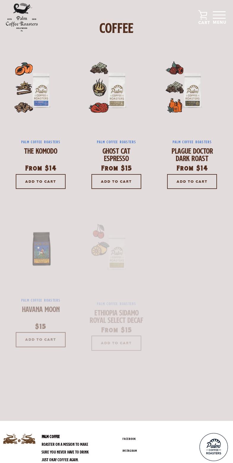 Palm Coffee Roasters Menu