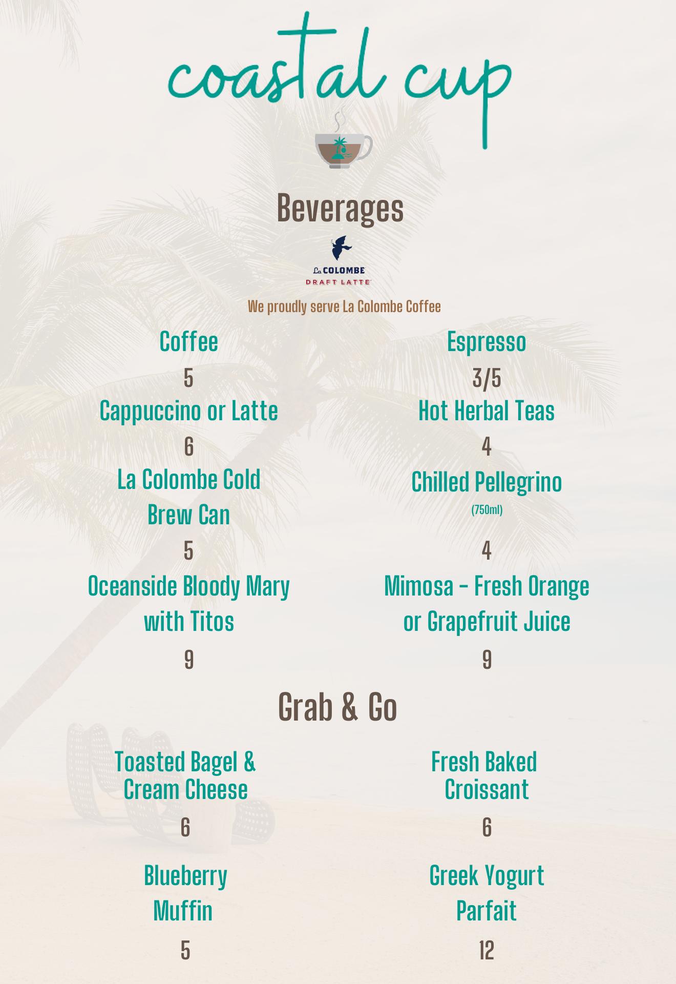 Coastal Cup and Lounge Menu