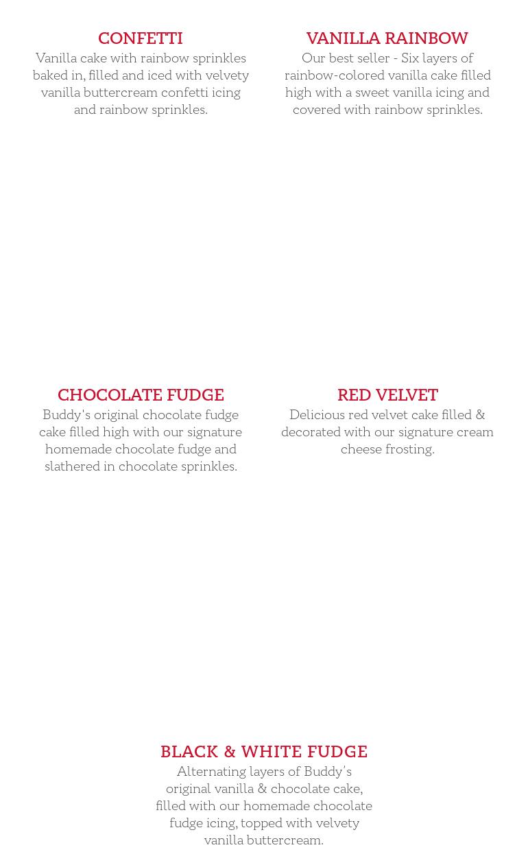 Buddy V's Cake Slice Menu