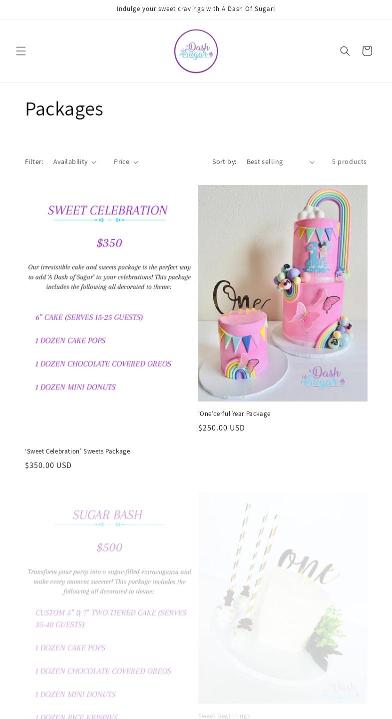 A Dash Of Sugar Menu