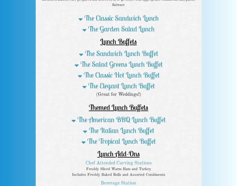 Catering Solutions Menu