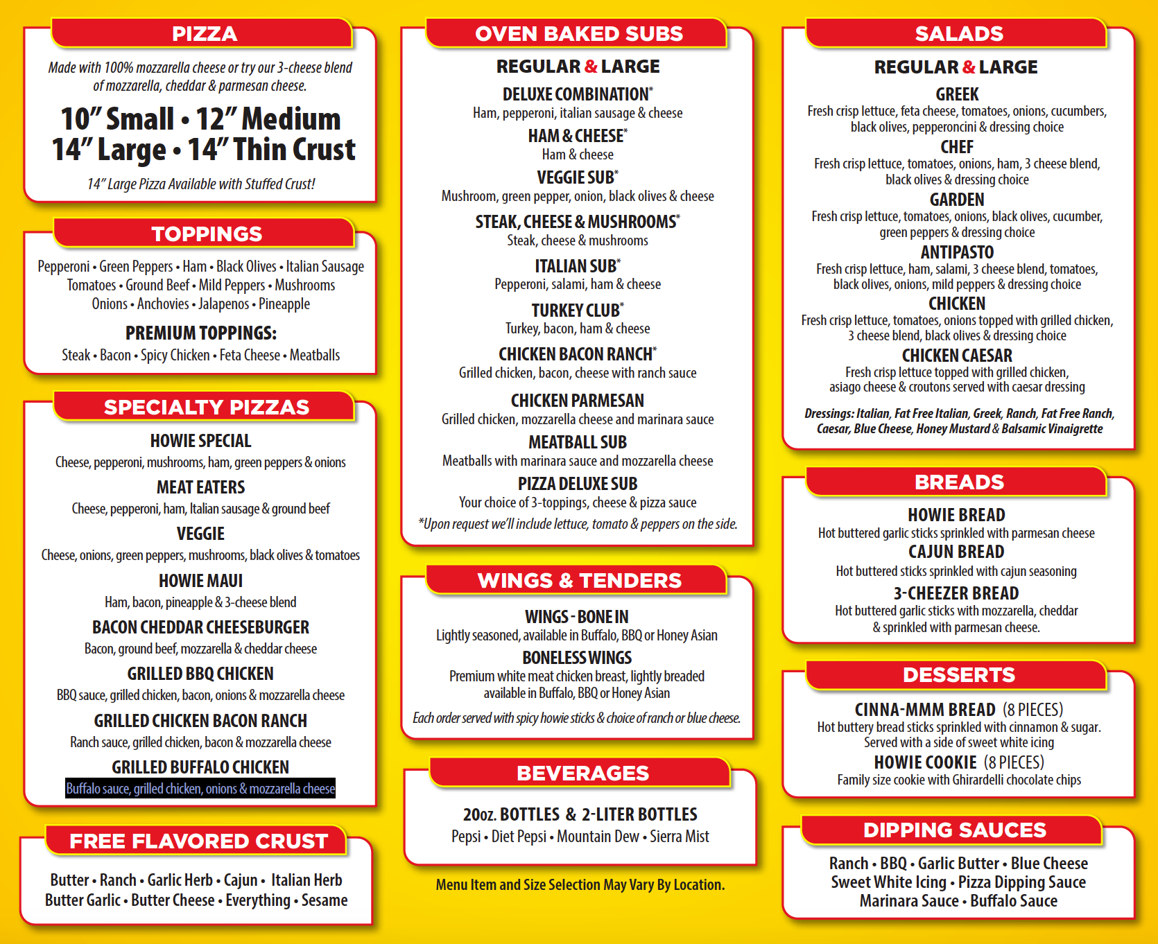 Hungry Howie's Pizza & Subs Menu