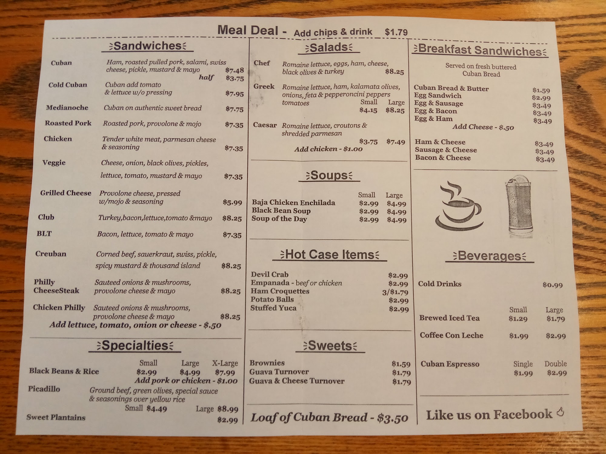 Cafe Ola Menu